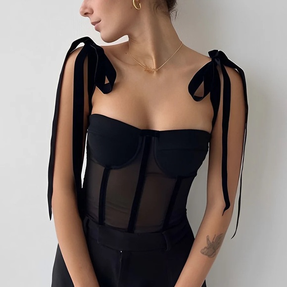 Commense Tops - Commense Black Sheer Crop Top
